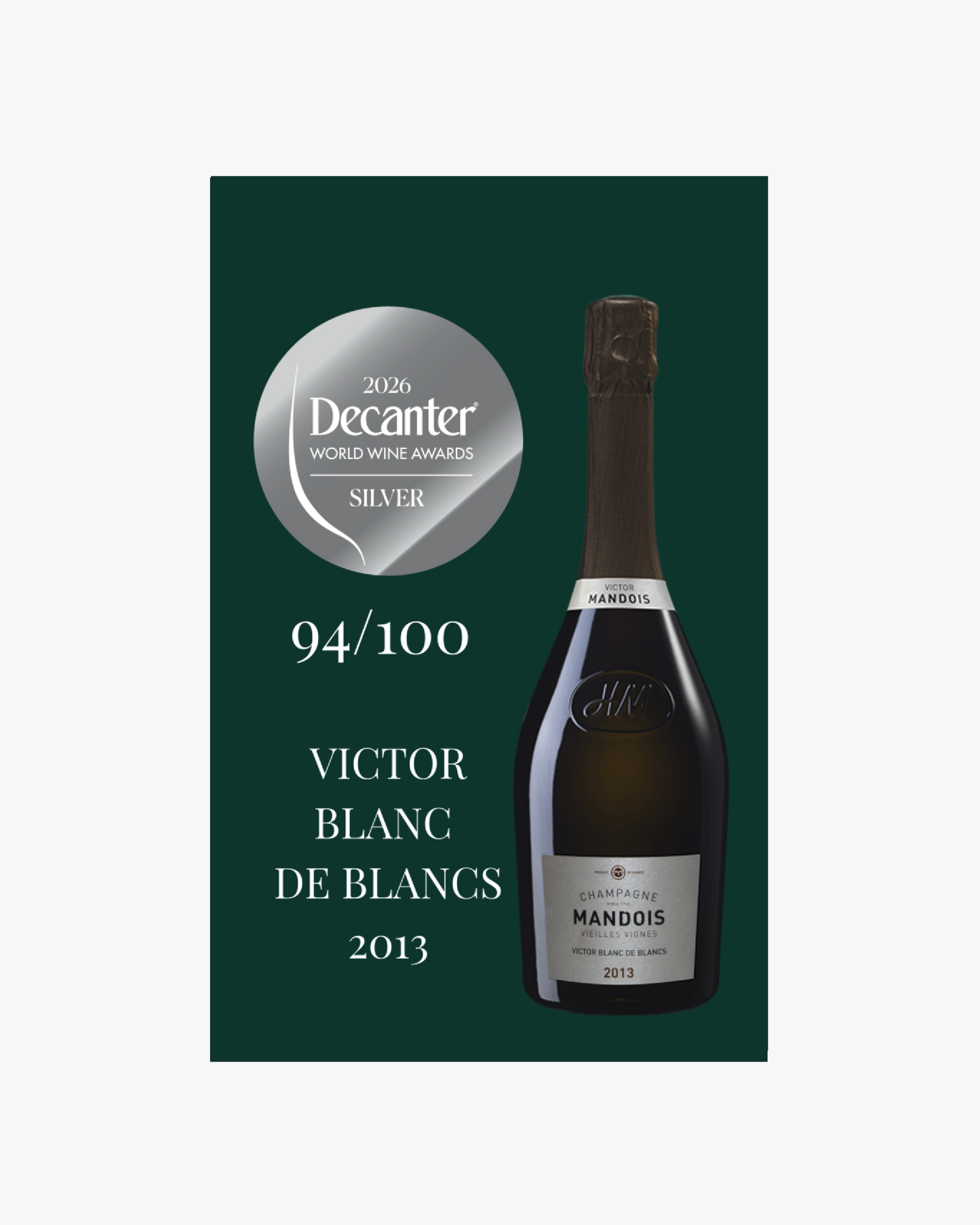 AKTION 11+1: 12x Champagne Mandois "Victor" Vieilles Vignes Brut mit Jahrgang 2013