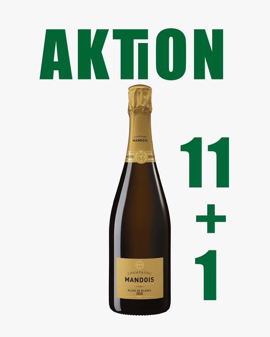 AKTION 11+1: 12x Champagne Mandois Blanc de Blancs Brut mit Jahrgang 2020