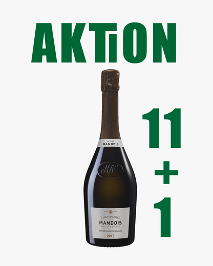AKTION 11+1: 12x Champagne Mandois "Victor" Vieilles Vignes Brut mit Jahrgang 2013